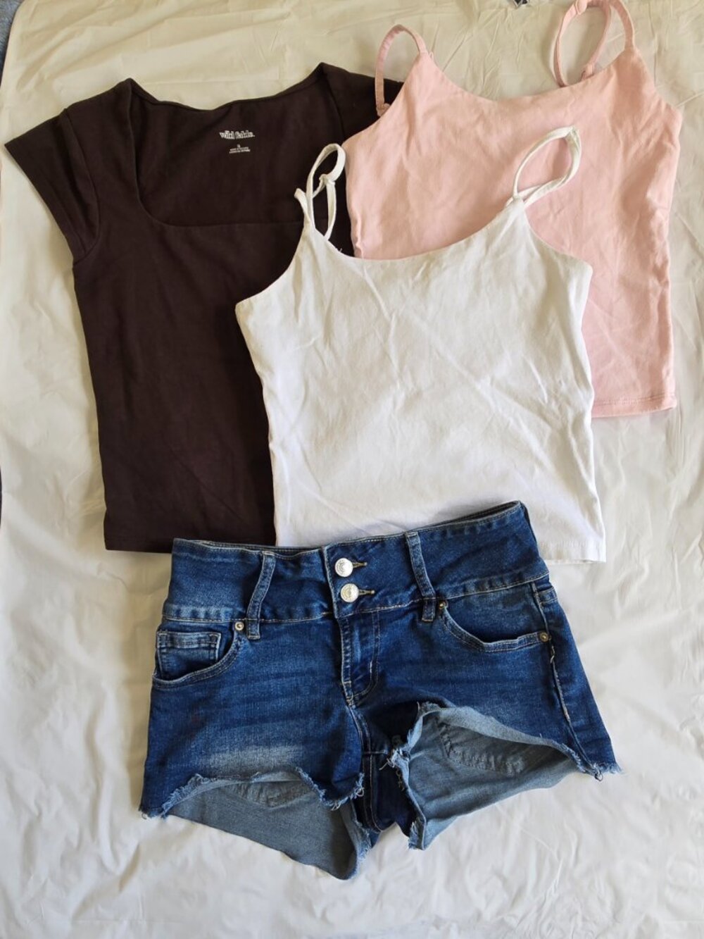 4 Pc Basics Clothing Lot Size XS S Wild Fable YMI Denim Shorts Tank Tops